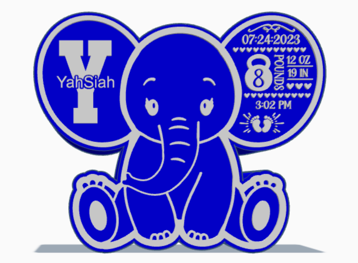 Elephant Birth Announcement STL