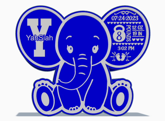 Boy Elephant Birth Announcement STL