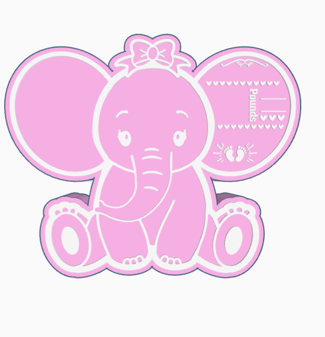 Girl Elephant Birth Announcement STL (Digital)