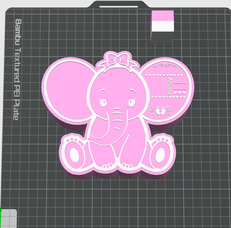 Girl Elephant Birth Announcement STL (Digital)